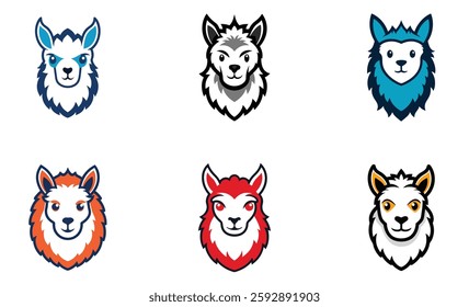 Alpaca head mascot logo design vector