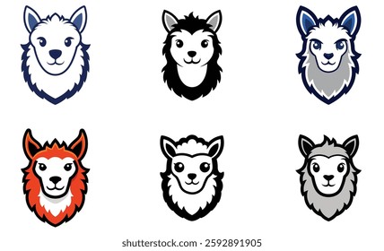 Alpaca head mascot logo design vector