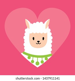 Alpaca head in a pink heart