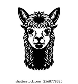 Alpaca head vector silhouette art illustration