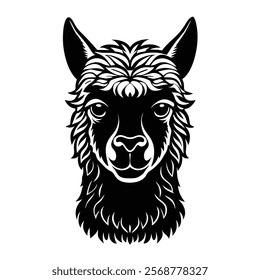 Alpaca head vector silhouette art illustration