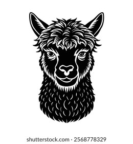 Alpaca head vector silhouette art illustration