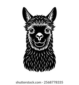 Alpaca head vector silhouette art illustration