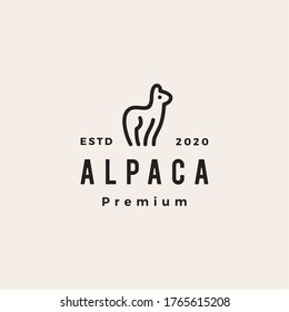 alpaca hipster vintage logo vector icon illustration	