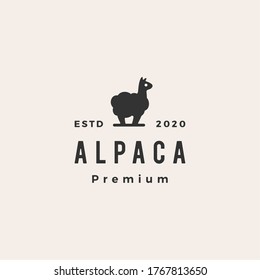 alpaca hipster vintage logo vector icon illustration	