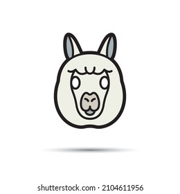 Alpaca icon in color. Scalable symbol. Thin outline in black. Vector illustration for use in web, mobile apps, print media and logo.