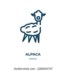 Alpaca icon. Linear vector illustration from animals collection. Outline alpaca icon vector. Thin line symbol for use on web and mobile apps, logo, print media.