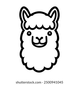 alpaca icon or modern line symbol. Vector line art and icon design with bold outline. Black and white Pixel Perfect minimalistic symbol isolated white background. Silhouette simple thin sign