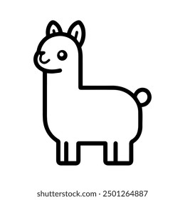 alpaca icon or modern line symbol. Vector line art and icon design with bold outline. Black and white Pixel Perfect minimalistic symbol isolated white background. Silhouette simple thin sign