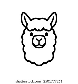 alpaca icon or modern line symbol. Vector line art and icon design with bold outline. Black and white Pixel Perfect minimalistic symbol isolated white background. Silhouette simple thin sign