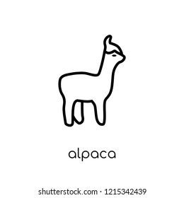 Alpaca icon. Trendy modern flat linear vector Alpaca icon on white background from thin line animals collection, editable outline stroke vector illustration