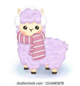 alpaca illustration for personal project, background, invitation, wallpaper and many more
