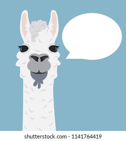 Alpaca lama portrait with speech bubble