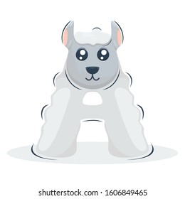 ALPACA WITH LETTER A DESIGN VECTOR