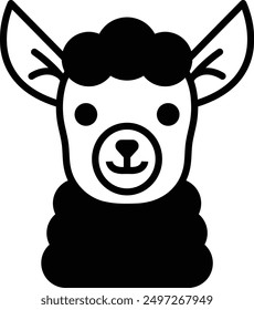 Una alpaca en estilo de icono de línea