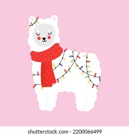 Alpaca Llama animal face portrait new year