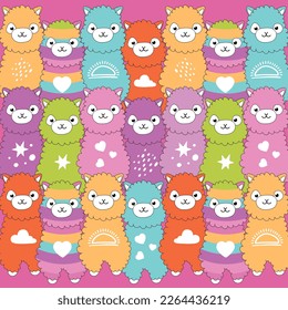 Alpaca Llama animal face portrait family big crowd, people