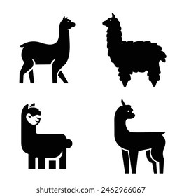 Alpaca and llama emblems collection logo design vector template