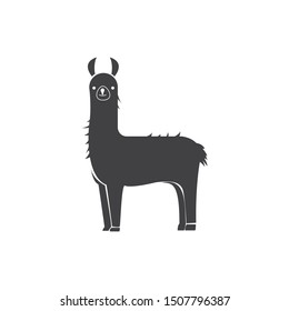 Icono de llama de la Alpaca. simple pictograma plano. Ilustración del vector animal de lama