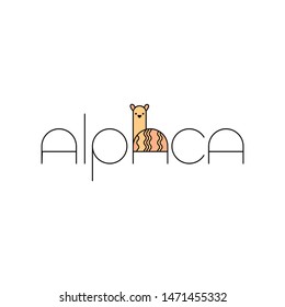 Alpaca, llama, lama. Animal logo template. Wool label and design element. 