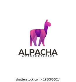 Alpaca Llama Logo Illustration Colorful Gradient Vector Design