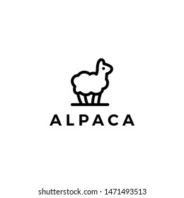 alpaca llama logo vector icon illustration line outline monoline style