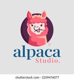 Alpaca-Logo, Cute-Pink-Alpaca-Logo