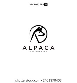  Alpaca Logo-Design-Symbol Vektorsilhouette