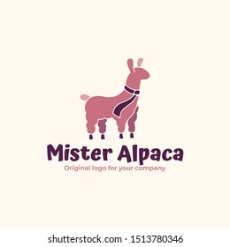 Alpaca logo design template. Creative lama logo design inspiration. can be used as symbols, brand identity, company logo, icons, or others. Color and text can be changed according to your need.