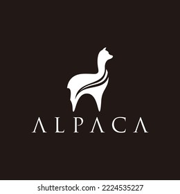 Vorlage für das Design von Alpaca-Logos in weißer Farbe und abstraktem Stil