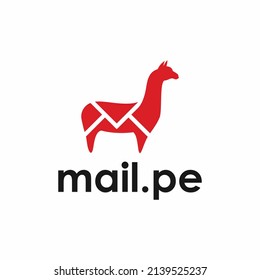 alpaca logo with envelope vector silhouette illustration template