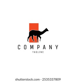 alpaca logo jumping silhouette. isolated with a beautiful square view with a stunning twilight. best for logo, badge, emblem, icon, sticker design. available in eps 10