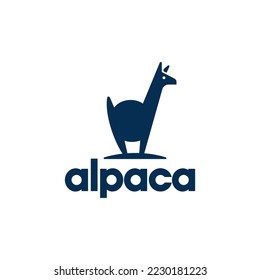 alpaca logo silhouette vector. cute llama or alpaca animal logo design icon vector illustration