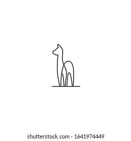 Alpaca minimal logo icon sign. Farm animals. Simple lama line art  logo. Graphic design. Can be used in brand identity. Vector illustration isolated on white background