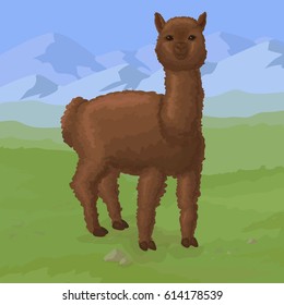Alpaca on the mountain background