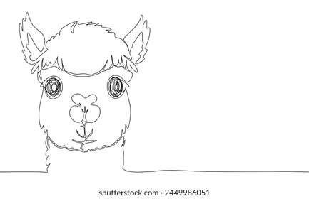 Alpaca una línea continua. Línea de arte Alpaca. Arte vectorial dibujado a mano.