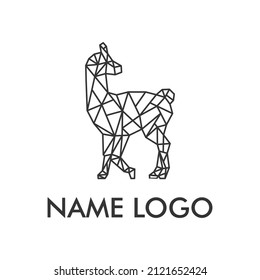 alpaca outline geometric llama logo vector design