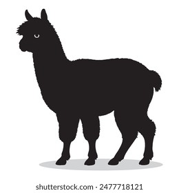 Alpaca outline and symbols. Dark level variety basic exquisite white foundation Alpaca animal vector and silhouette icon.