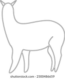 Alpaca with outline, alpaca vector, alpaca illustration