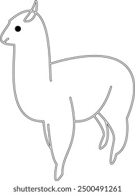 Alpaca with outline, alpaca vector, alpaca illustration, llama