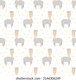 Alpaca pattern. Cute pattern with llamas for children's textiles. Cartoon alpacas for children's decor.

