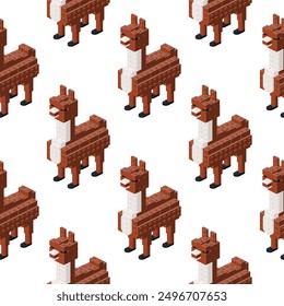 Alpaca pattern in isometry. Vector