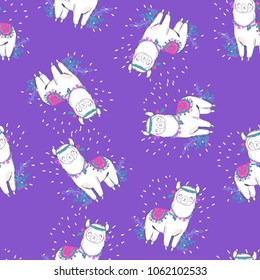 Alpaca Pattern, Tribal Illustration Pattern. Decor, Design Elements Background