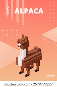 Alpaca poster for print and design. Vector