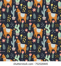 Alpaca seamless pattern