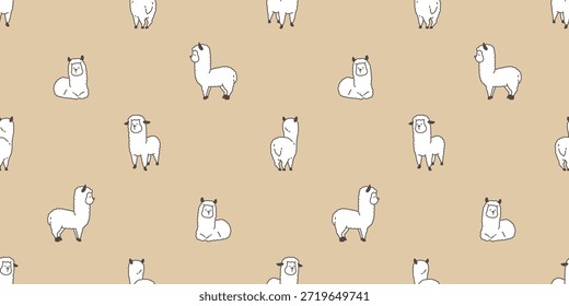 alpaca seamless pattern llamas cartoon character doodle 