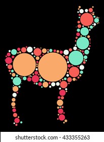 Alpaca shape vector design by color point