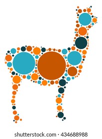 Alpaca shape vector design by color point