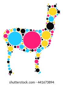 Alpaca shape vector design by color point