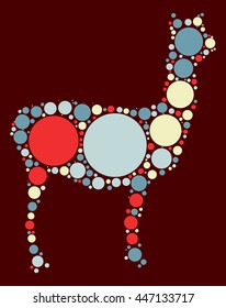 Alpaca shape vector design by color point